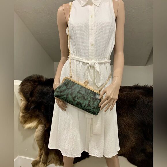 Handsewn Genuine Premium Leather Ring Shaped Push-lock Clutch/Crossbody - Picture 9 of 16